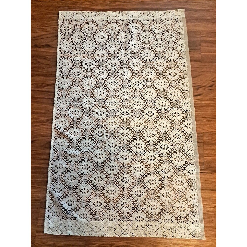 Ivory Lace Curtain Panel Daisy Floral Large Country Farmhouse Cottage 38x23